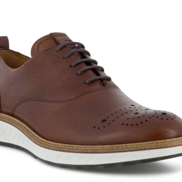 Ecco Men's St 1 Hybrid Oxford Wing Shoe Cognac Leather Dress Shoe Brown Casual - Picture 8 of 8